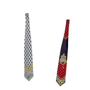 Gianni Versace Vintage Silk Tie Bundle (2x) – Bold Baroque Medusa & Heraldic Pat